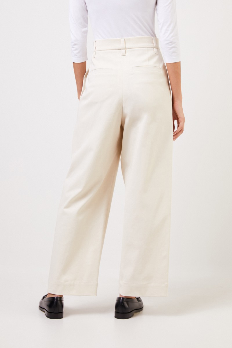 Brunello Cucinelli Baumwoll-Bundfaltenhose Beige