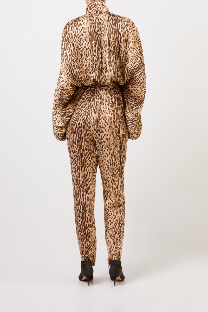 Seiden-Jumpsuit mit Bindedetail Braun
