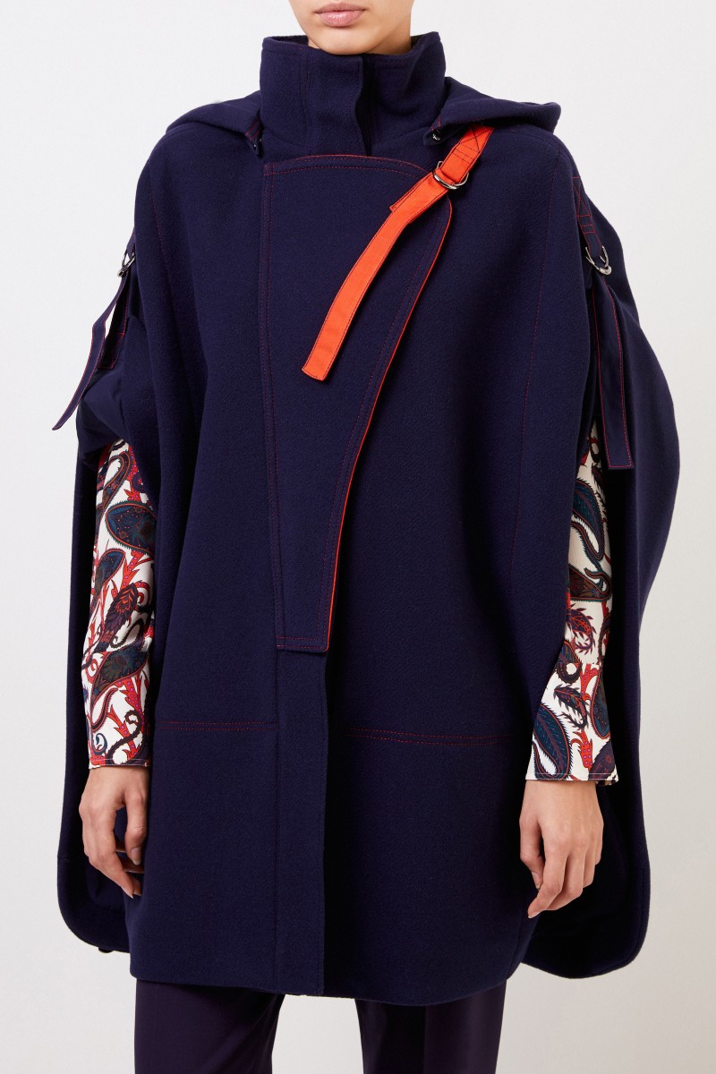 Chloé Woll-Cape mit Kapuze Evening Blue