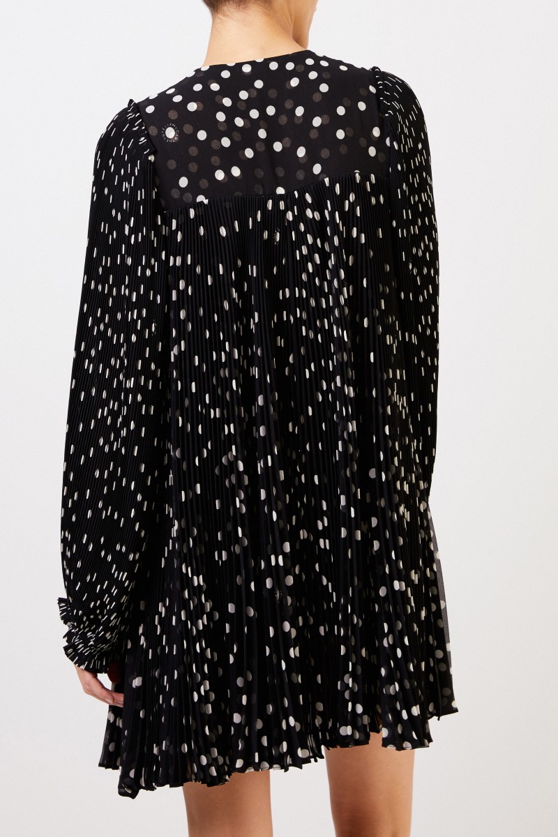 Stella McCartney Plissee-Kleid mit Punktemuster Schwarz/Weiß