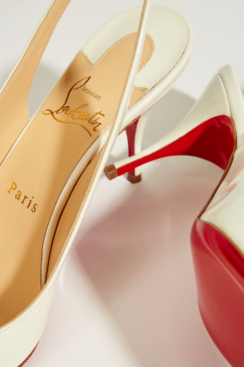 Lackleder-Slingback-Pump 'Clare Sling' Weiß