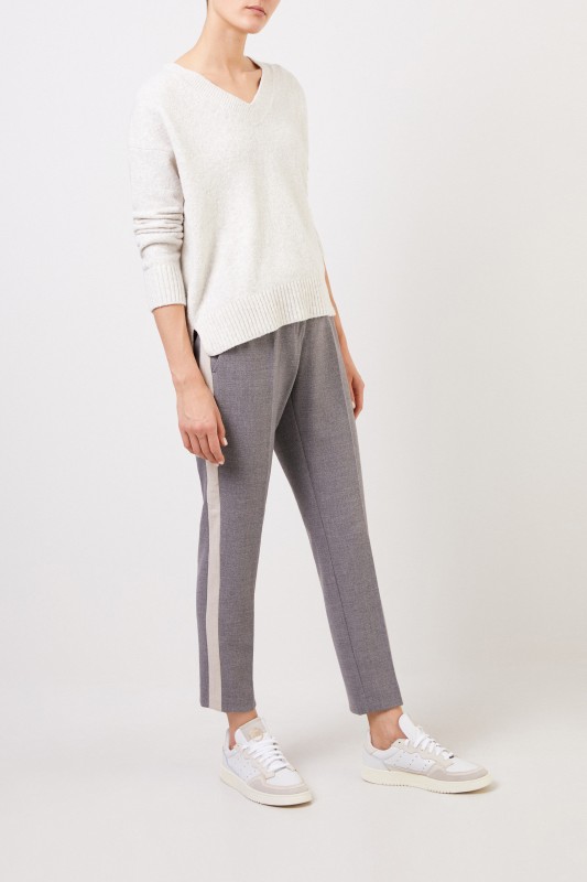 Seductive Hose mit Streifendetails 'Vicky Stripe' Grau/Beige