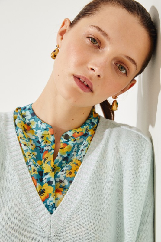 Cashmere-Pullover 'Manaus' mit V-Neck Grün