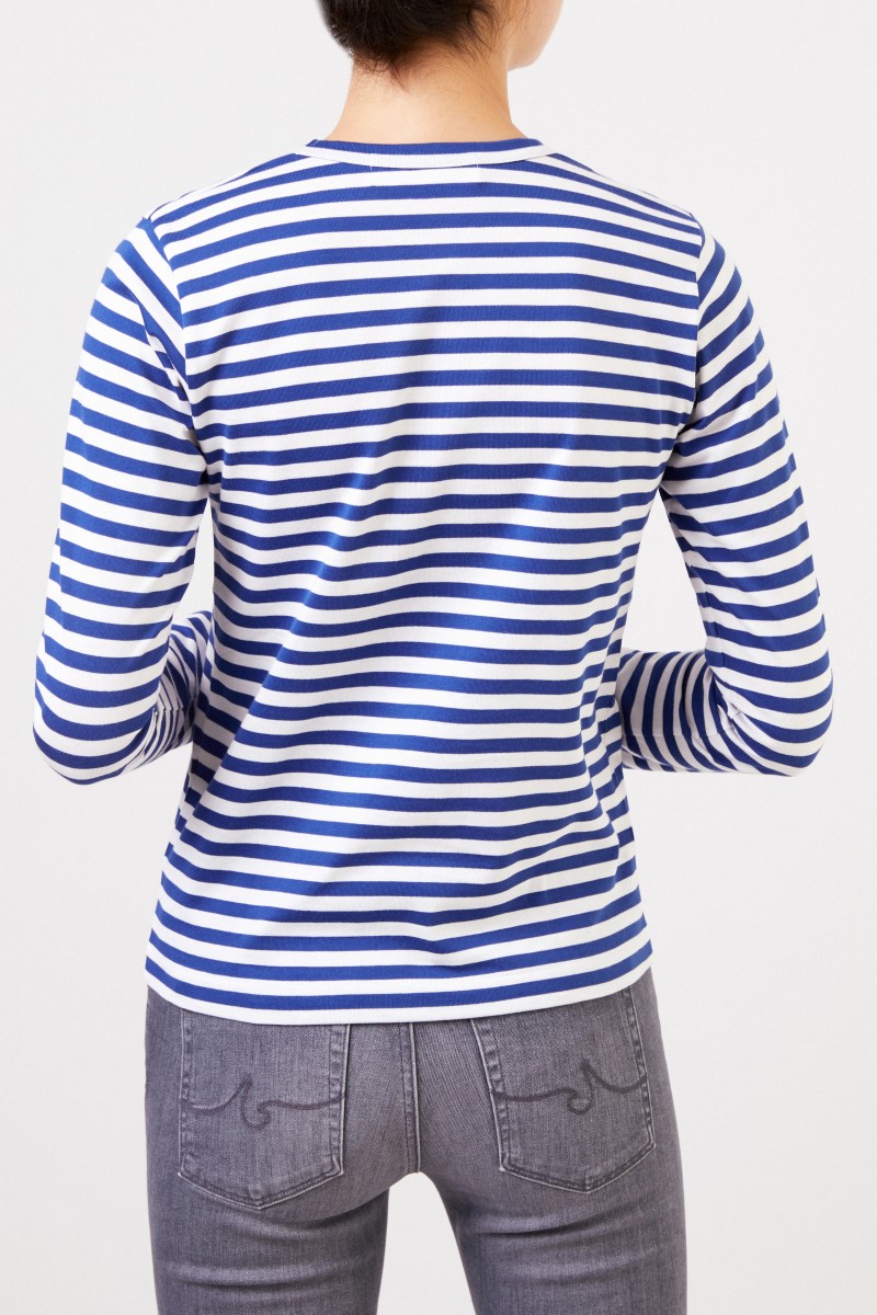 Comme des Garcons Play Gestreiftes Longsleeve Navy/Weiß
