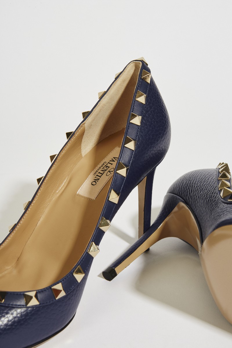 Nietenbesetzte Pumps 'Rockstud' Marineblau