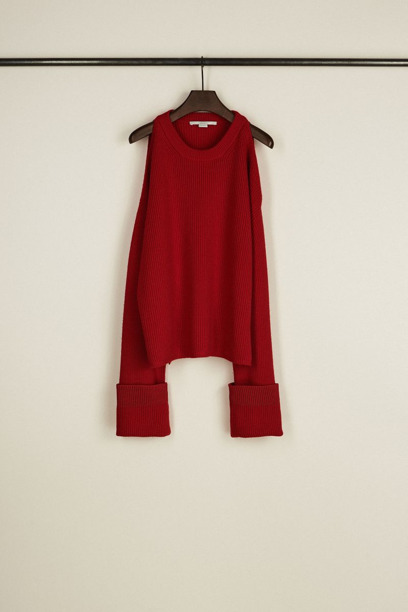 Oversize Woll-Pullover mit Cut-Outs Rot