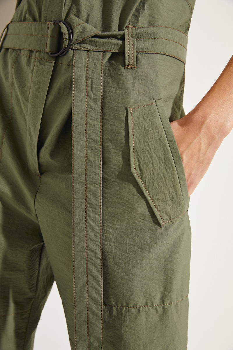 Jumpsuit mit Bindeelement Salbei