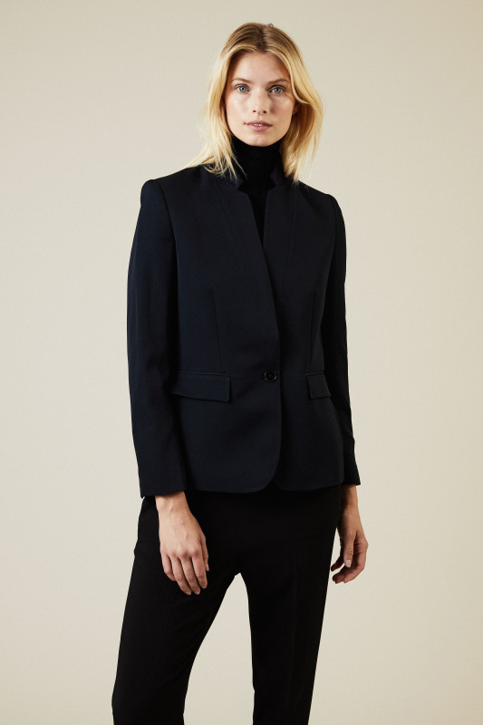 Klassischer Wollblazer Marineblau