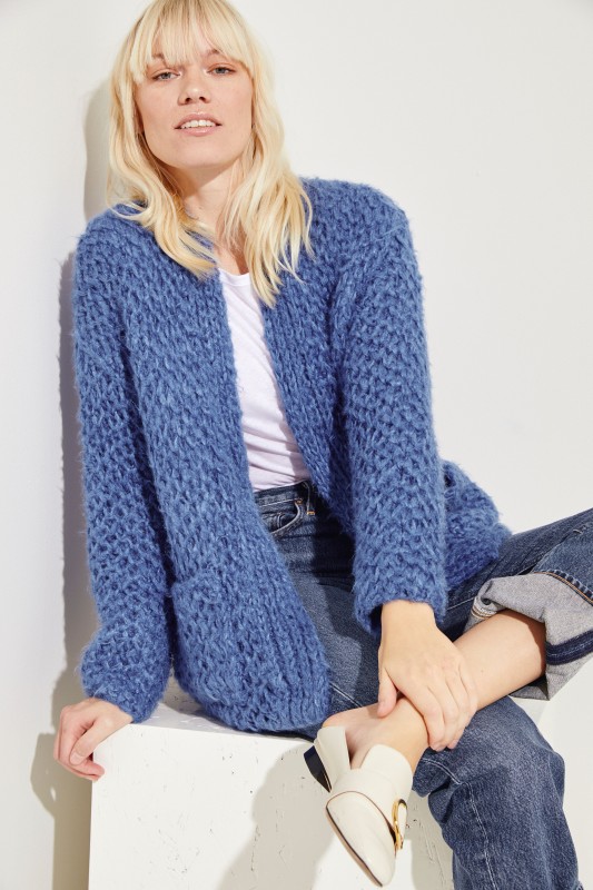 Grobstrick-Cardigan 'Selita' Blau