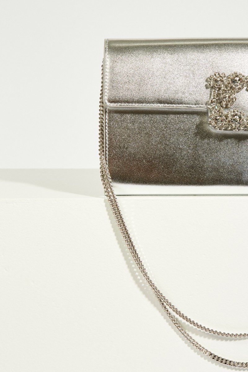 Satin-Clutch Silber