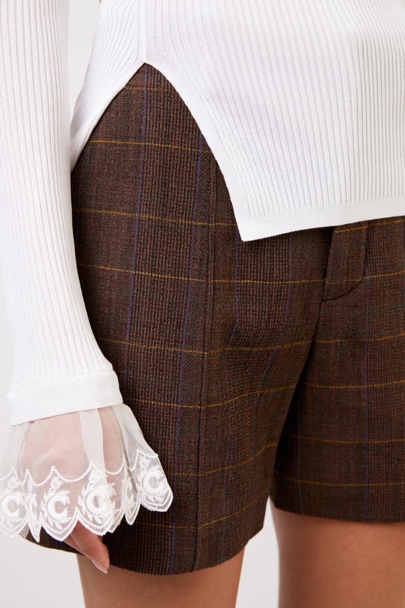 Chloé Rippstrick-Pullover mit Spitzendetails Iconic Milk