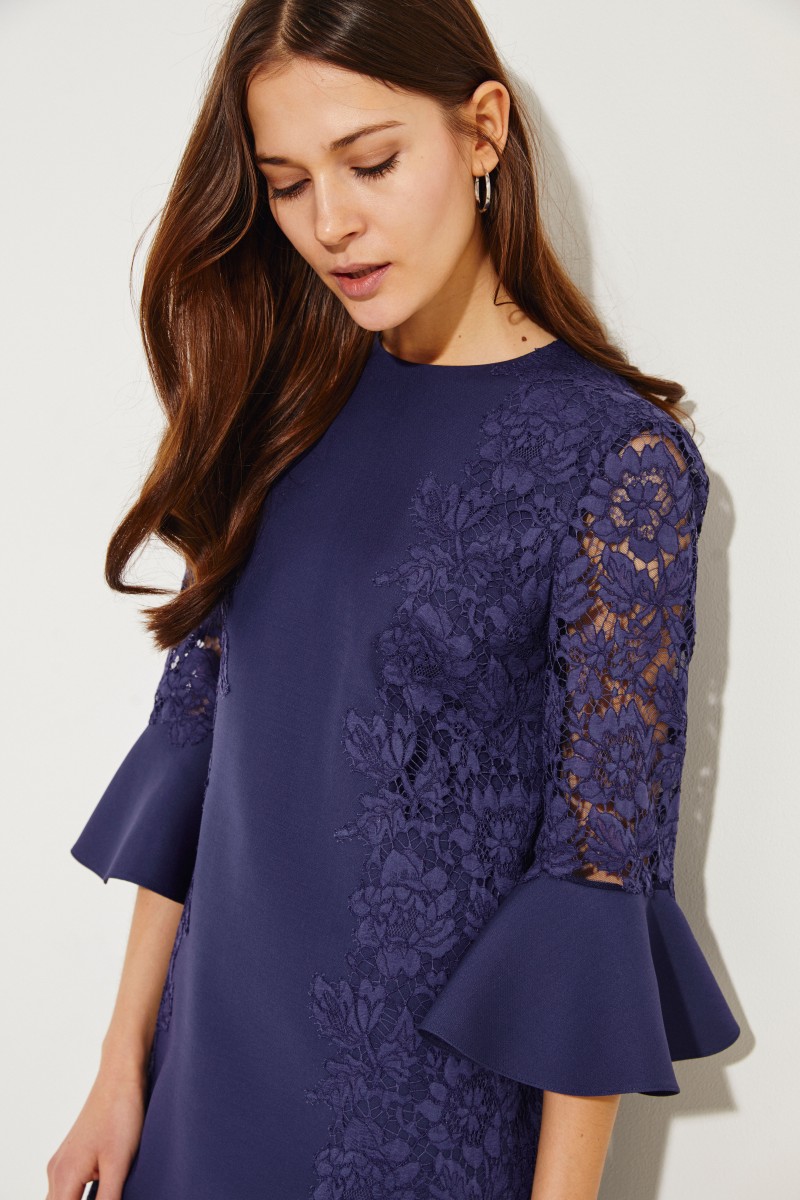 Midi-Kleid mit Spitze Marineblau