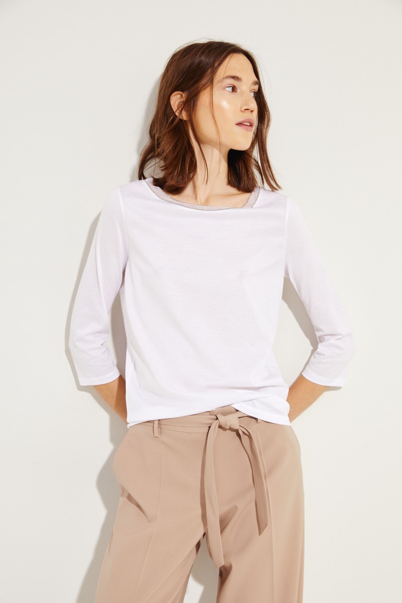 Longsleeve mit Perlenapplikation Weiß