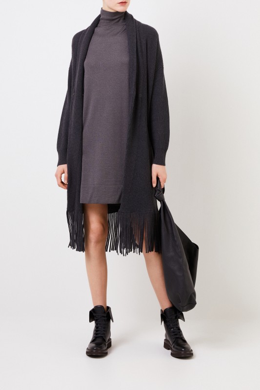 Cashmere-Seiden Strickkleid Grau