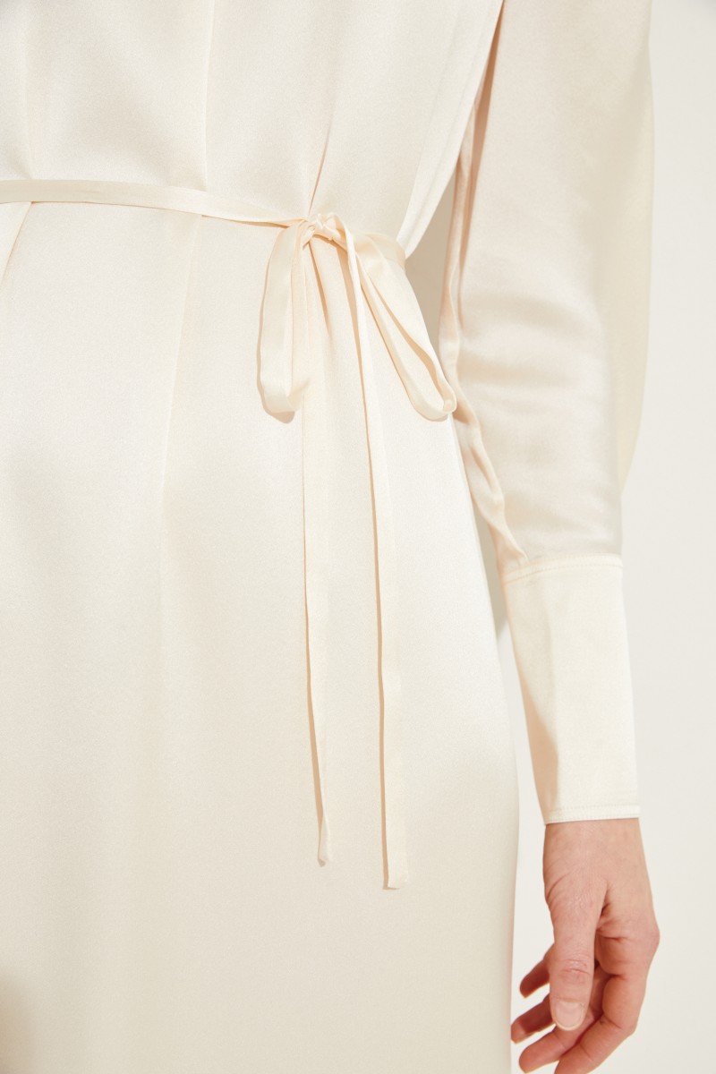 Zweiteiliges Seidenkleid Crème