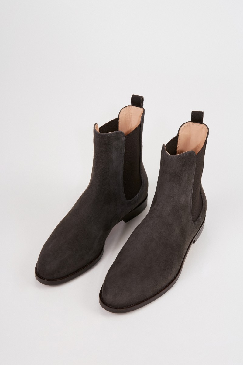 Veloursleder-Chelsea-Boot Anthrazit