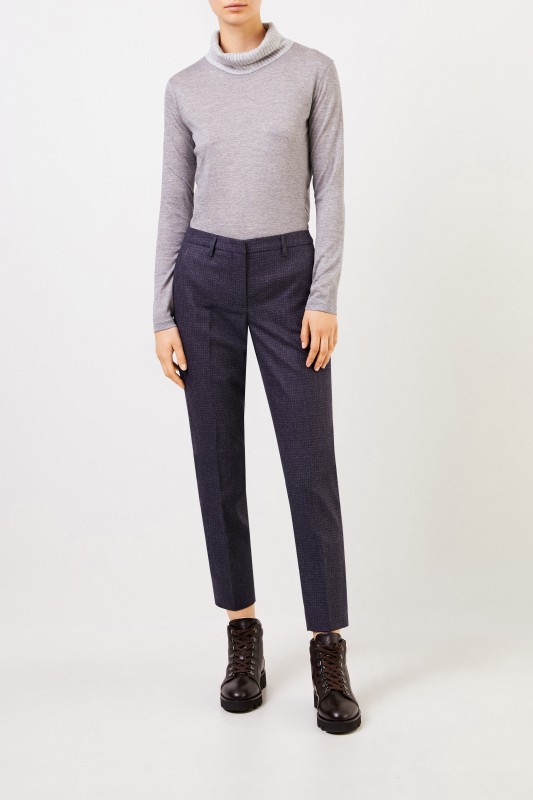 Fabiana Filippi Woll-Hose mit Glencheck Dunkelblau/Grau