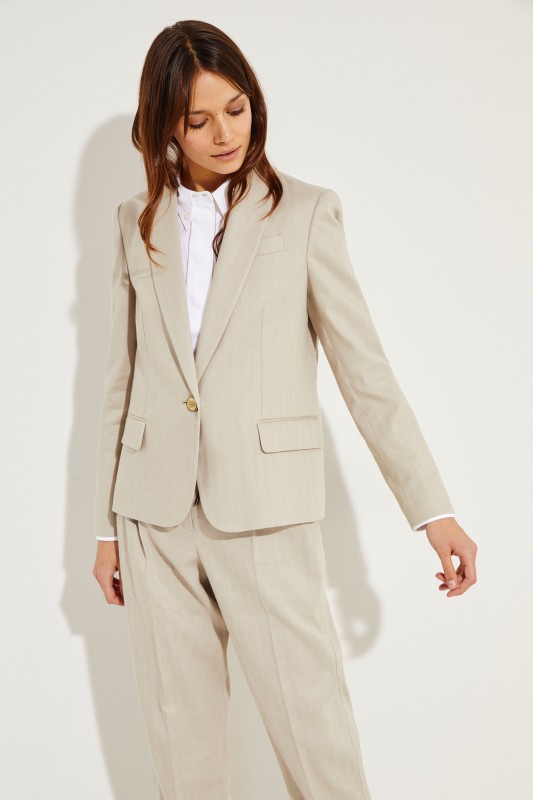 Baumwoll-Leinen-Blazer Beige