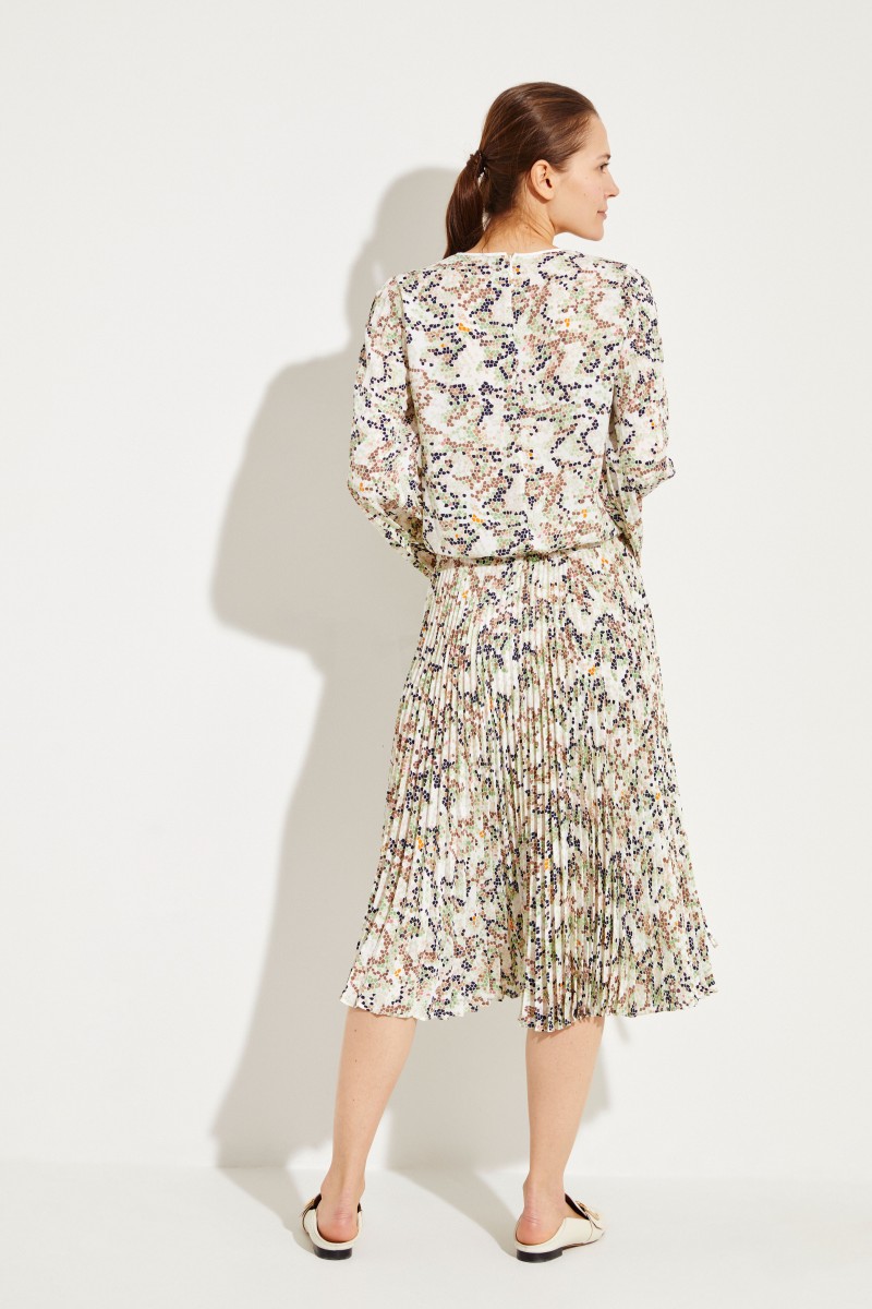 Plissee-Kleid mit Print Multi