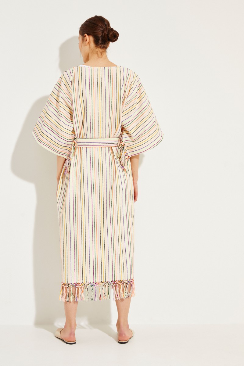 Kaftan mit Streifenmuster Crème/Multi