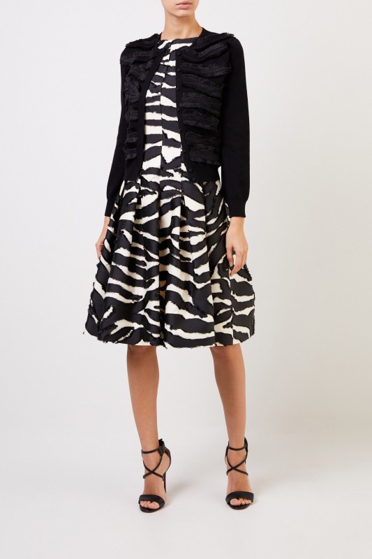 Oscar de la Renta Kurzer Cardigan mit Fransen-Detail Schwarz