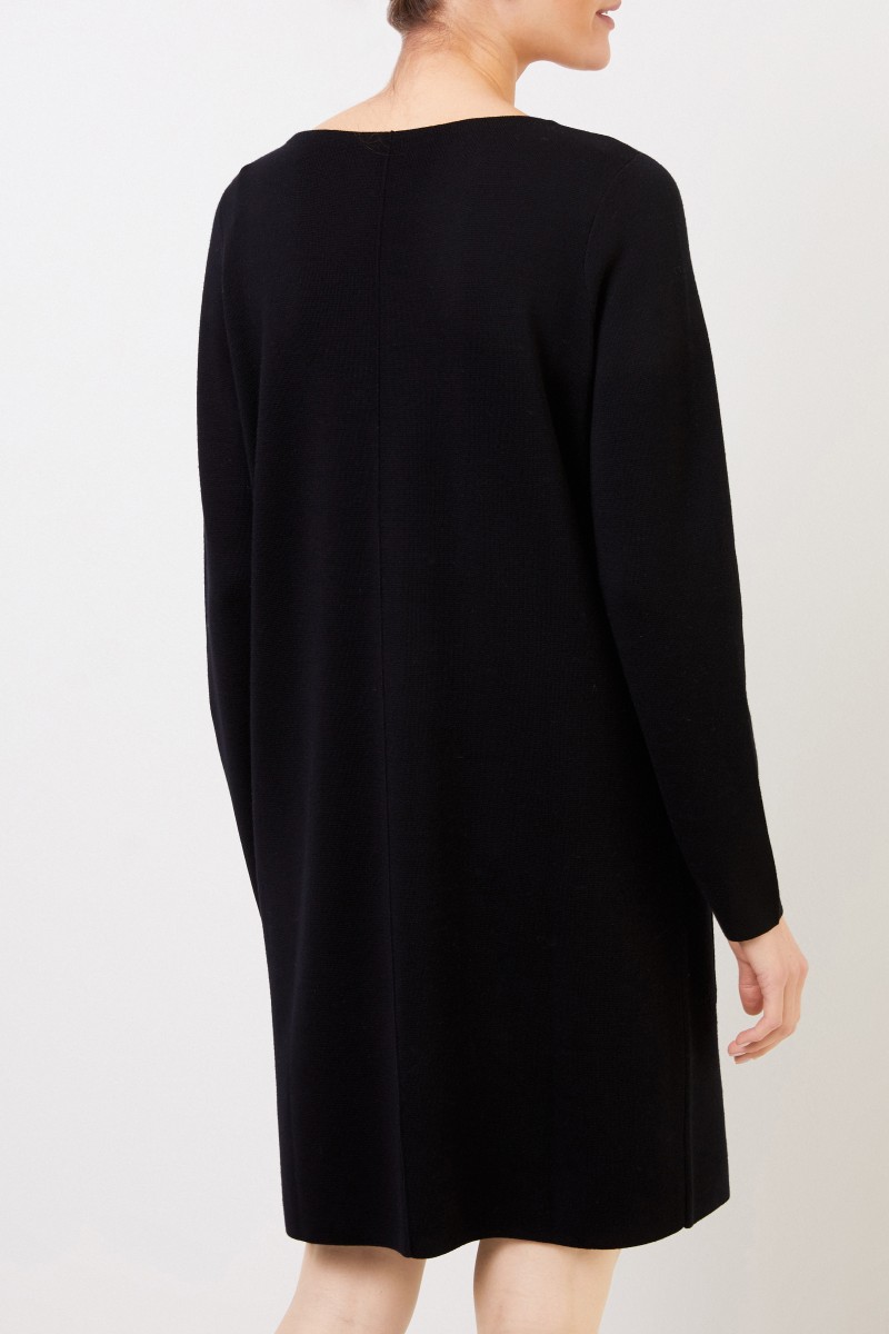 Allude Klassisches Woll Strickkleid Schwarz