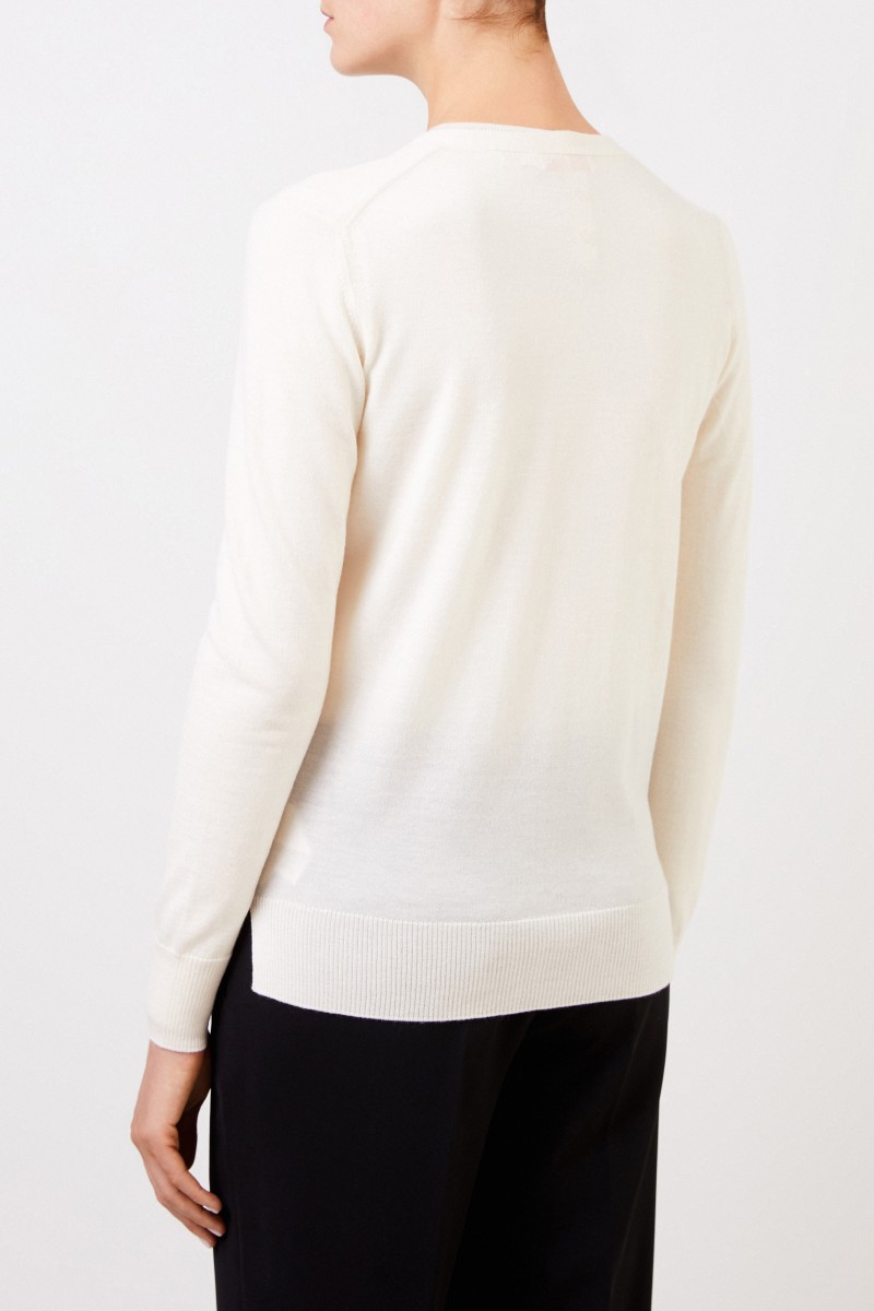 Tory Burch Woll-Cardigan 'Madeline' mit Logo-Knöpfen Crème