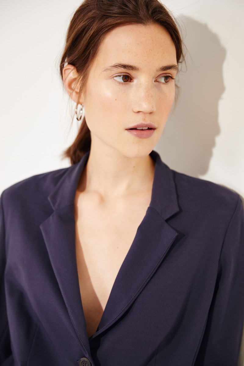 Blazer mit Perlenapplikation am Kragen Blau