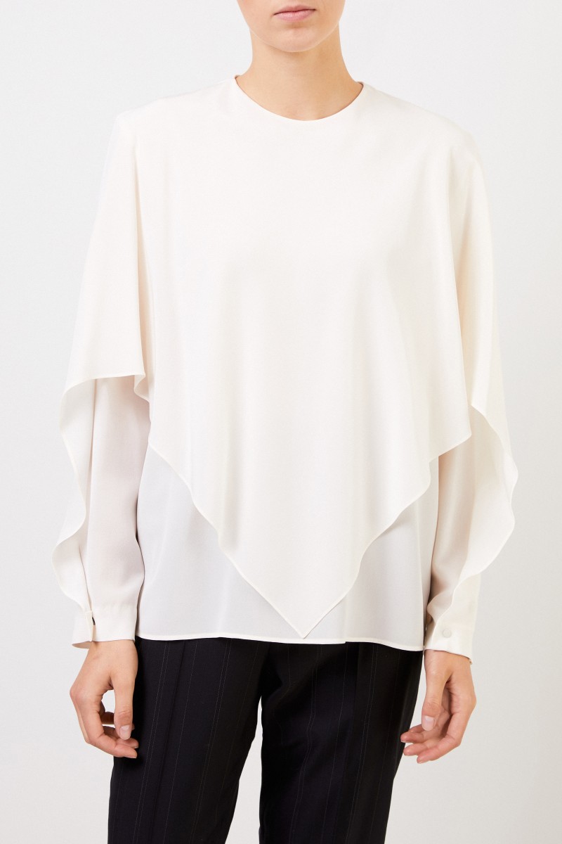 Zweilagige Seidenbluse Crème