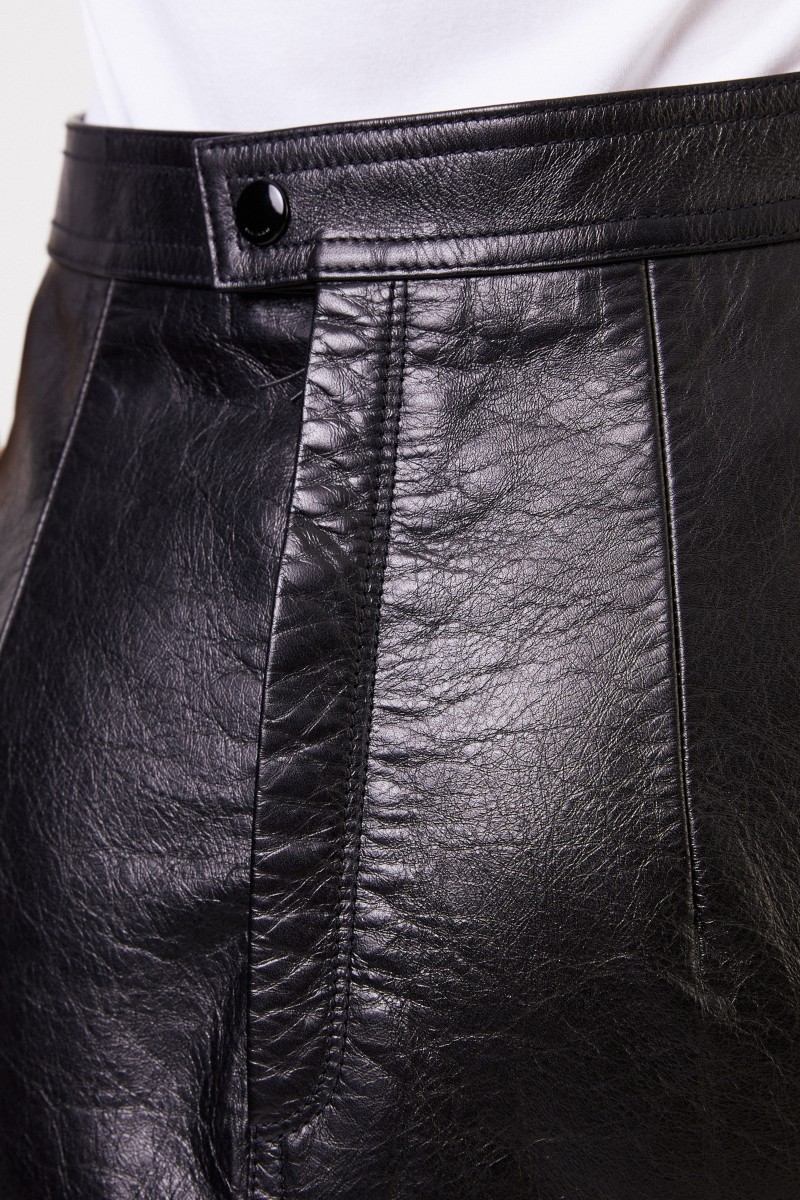Saint Laurent Kurzer Lederrock Schwarz