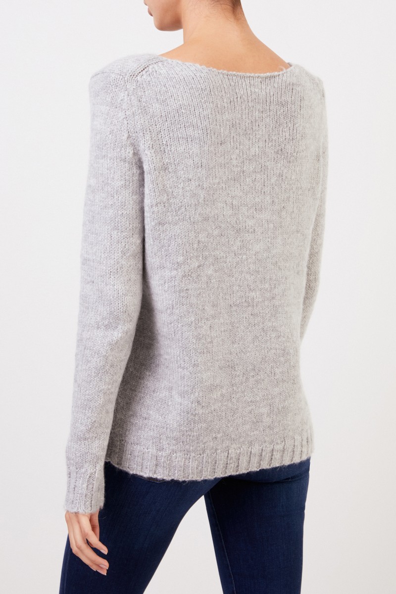 Baumwoll-Mohair-Pullover Hellgrau