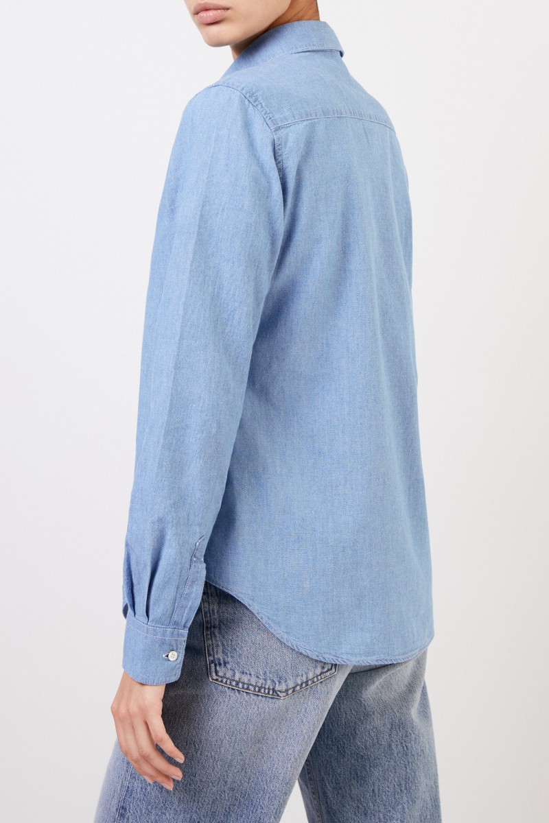 Baumwoll-Bluse Blau