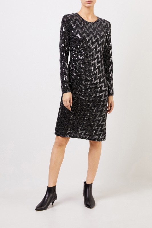 Kleid mit Paillettendetails Schwarz/Silber