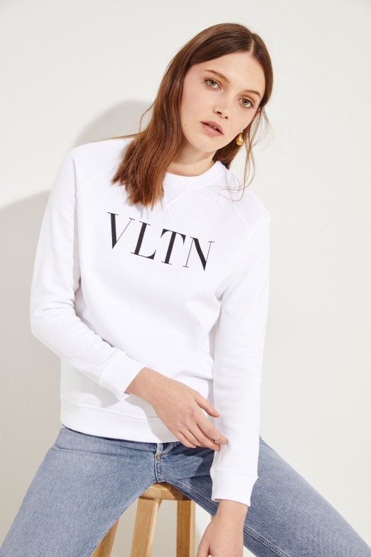 Sweatshirt 'VLTN' Weiß/Schwarz