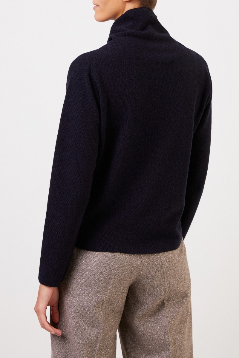 Fabiana Filippi Woll-Seiden-Pullover mit Turtleneck Marineblau