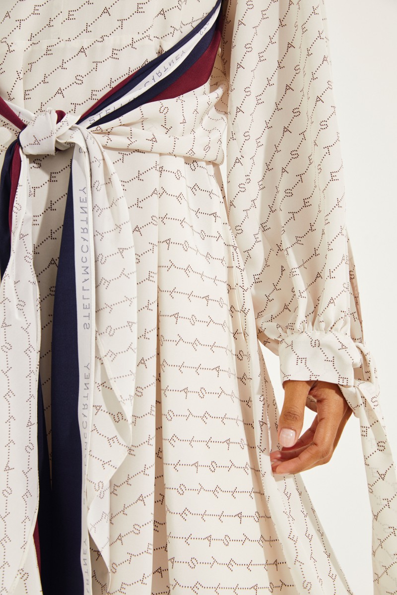 Seiden-Kleid mit Bindedetail Créme