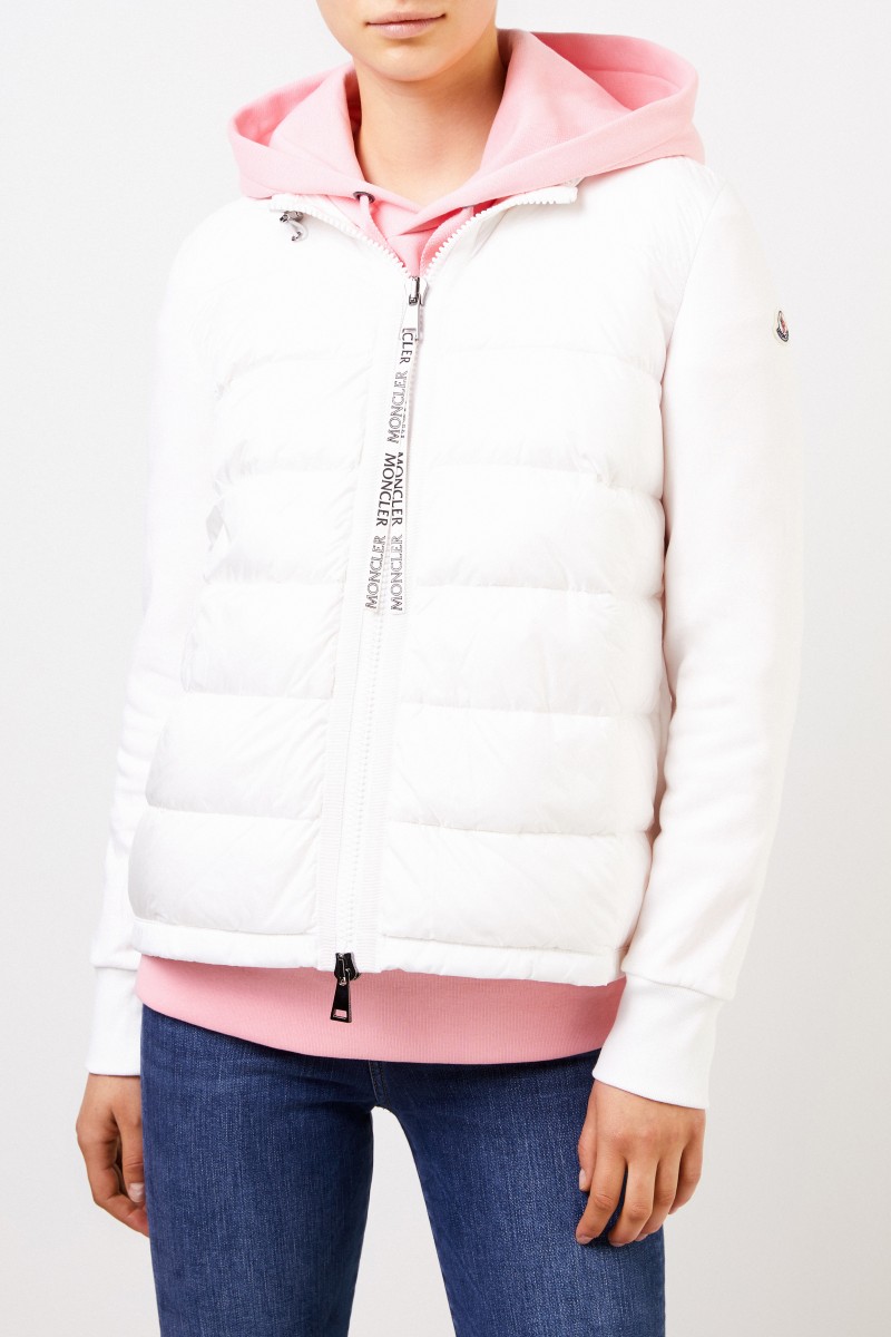 Moncler Daunen-Sweatjacke mit Kapuze Weiß