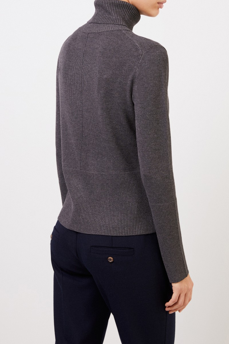 Rollkragenpullover mit Strickdetails Grau