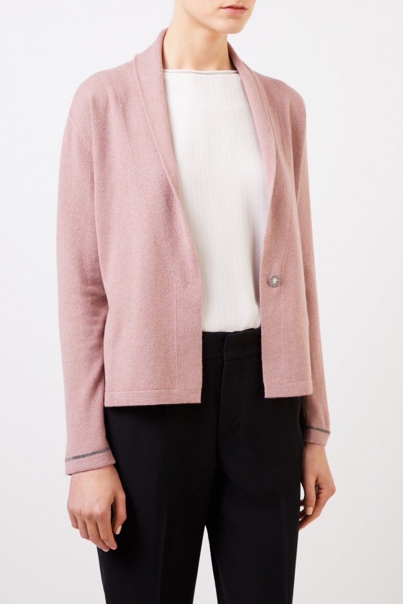 Kurzer Woll-Seiden-Cardigan Rosenholz