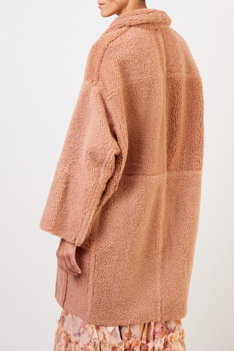 Yves Salomon Wende-Lammfellmantel Terracotta