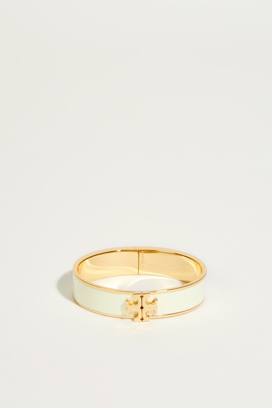 Emaille-Armreif mit Logo Créme/Gold