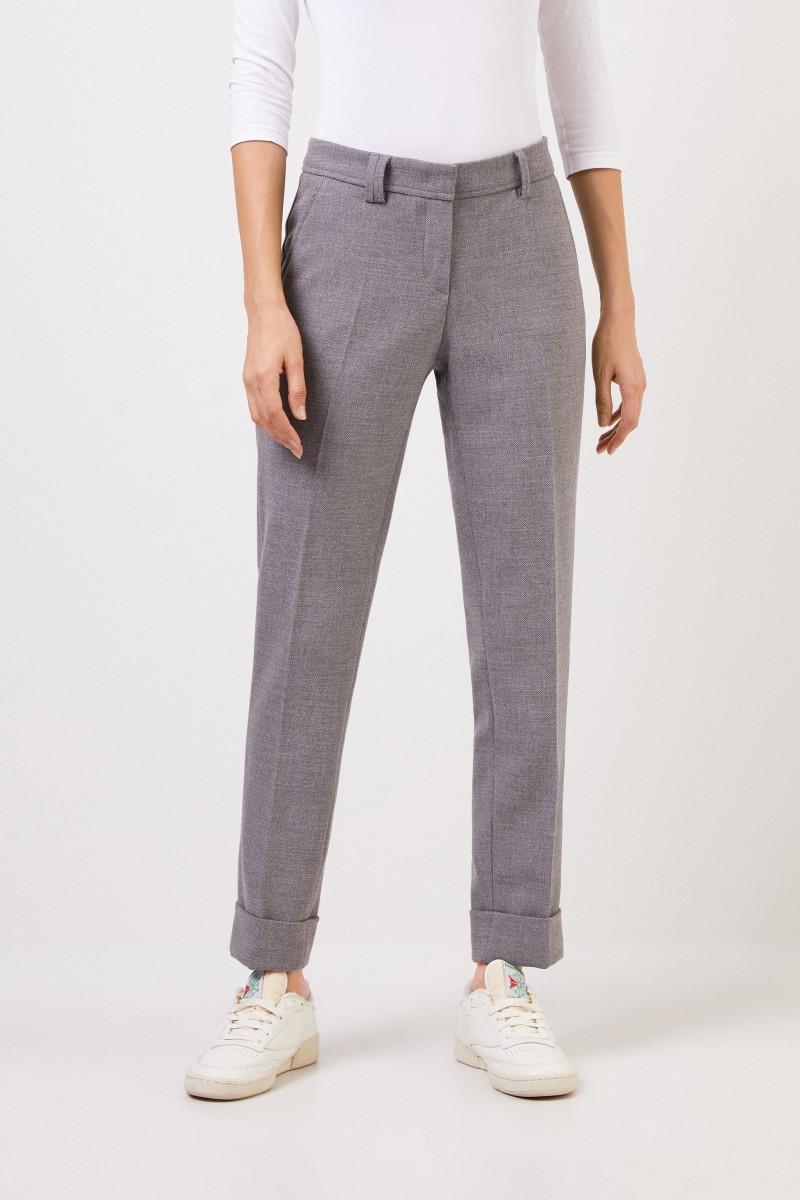 Seductive Hose 'Allison' mit Saumumschlag Grau Melange