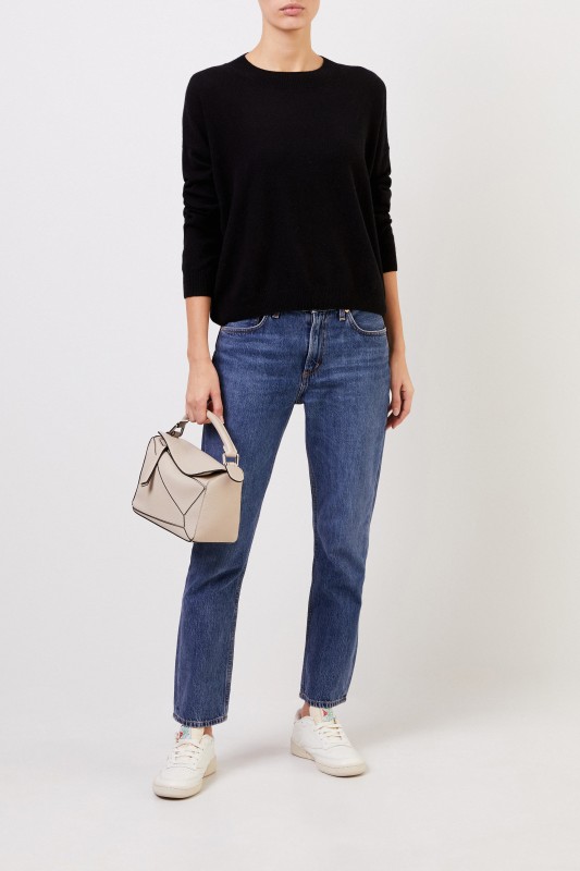 Cashmere-Pullover 'Calanna' mit Rundhals Schwarz