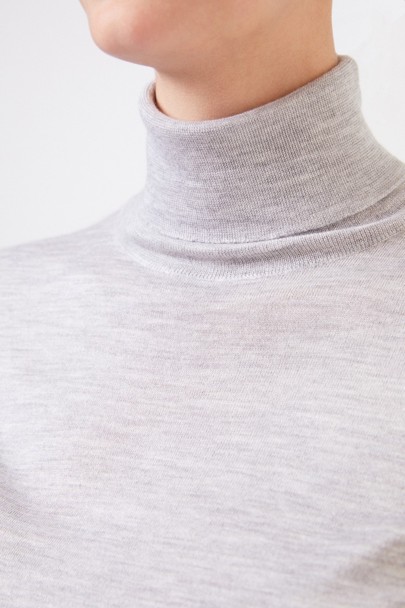 Brunello Cucinelli Cashmere-Seiden-Rollkragenpullover Grau