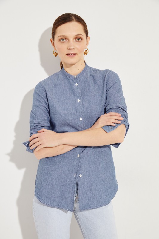 Baumwoll-Bluse Blau