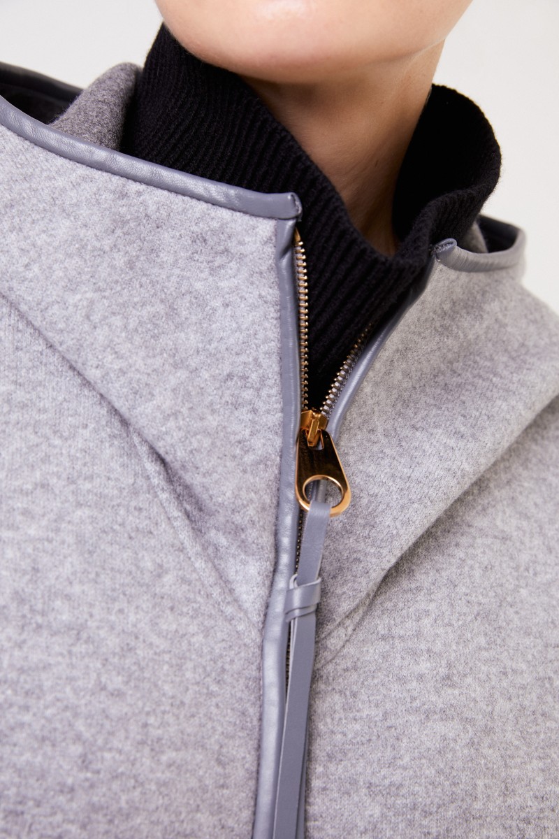 Cashmere-Mantel mit Kapuze Grau