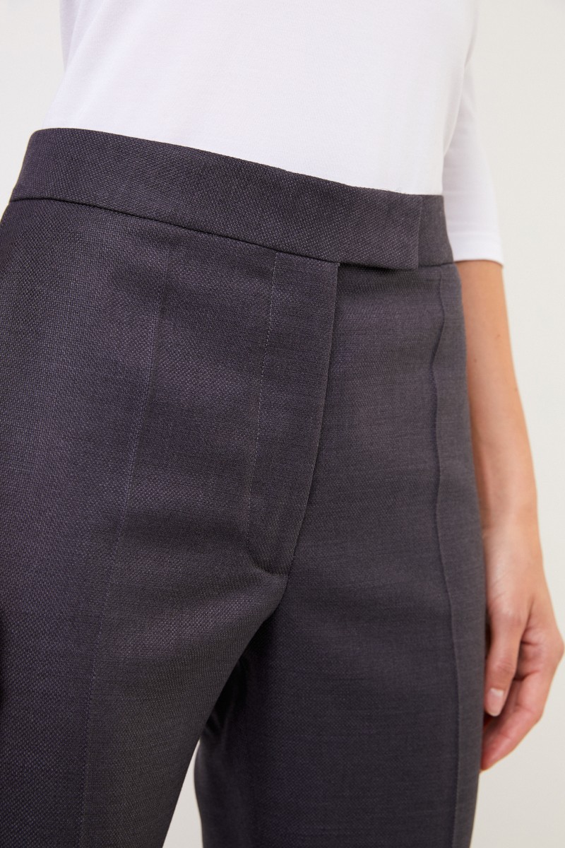 Woll-Hose mit Struktur Anthrazit
