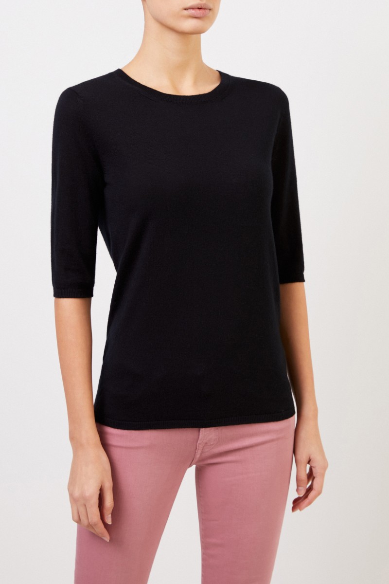 Kurzarm Cashmere-Pullover 'Lyv' Schwarz