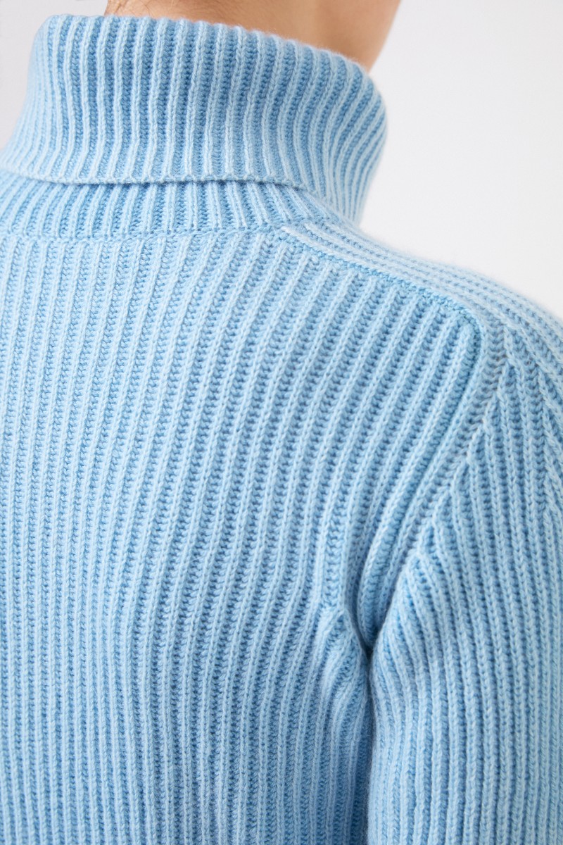 Kurzarm Cashmere-Pullover 'Fenja' Hellblau