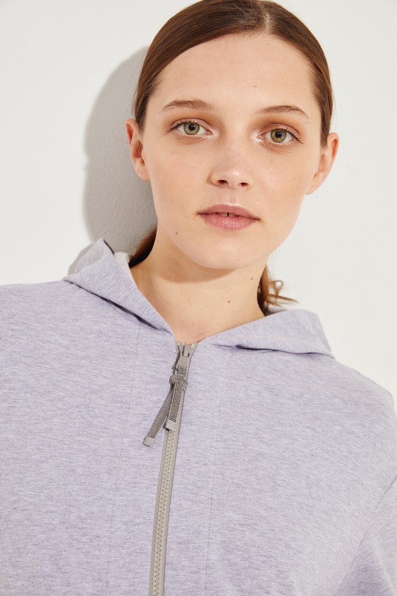Sweatjacke mit Perlenverzierung Grau